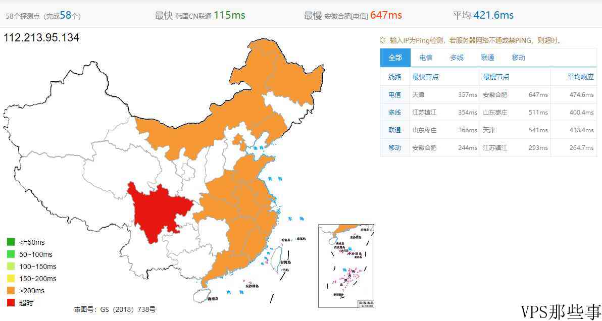 FormoHost越南VPS 全国各地ping的效果