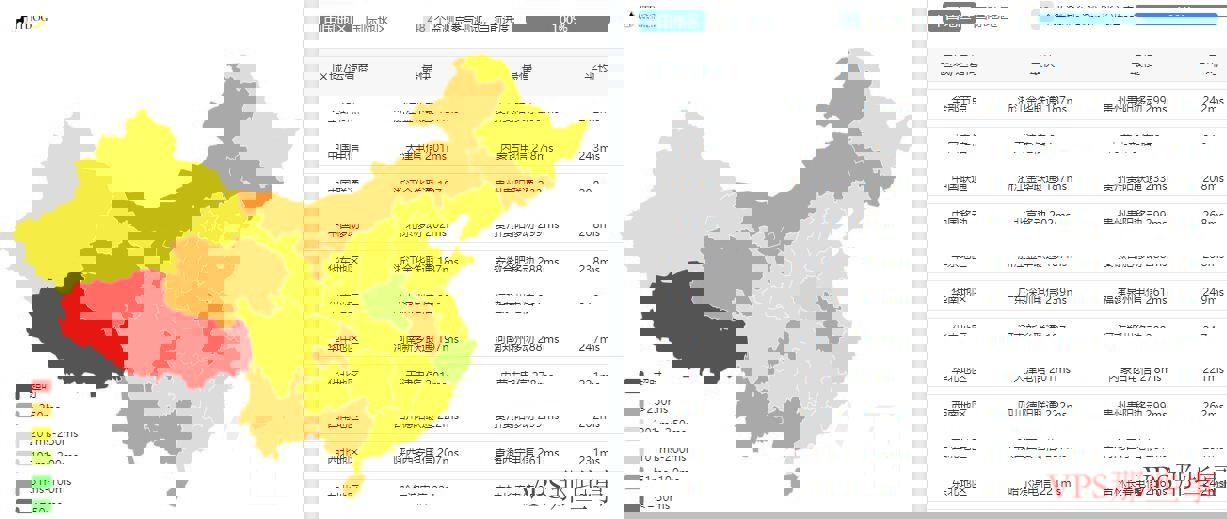 全国三网Ping延迟测试结果