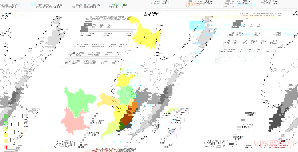 全国Ping延迟测试 TMTHosting全国Ping延迟测试情况