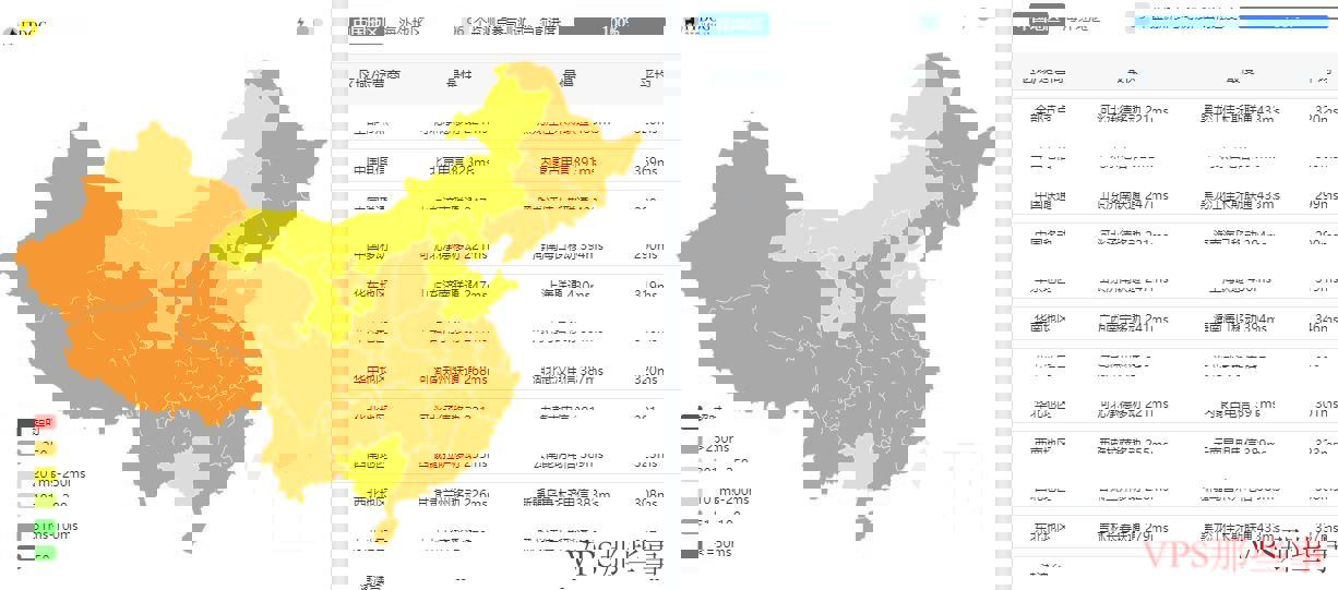 全国三网Ping平均延迟效果 全国三网Ping平均延迟效果