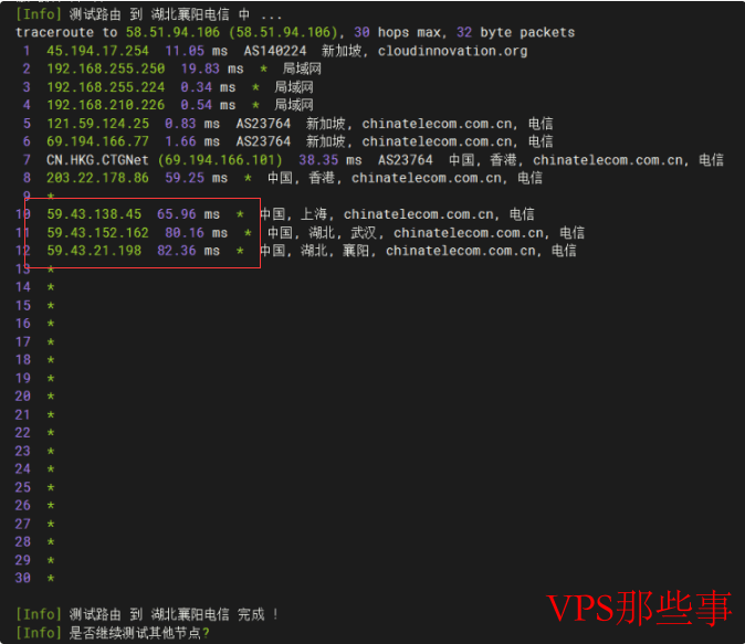 Jtti新加坡VPS电信回程路由