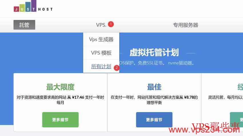 justhost.asia瑞典VPS测评-斯德哥尔摩机房选择所有计划