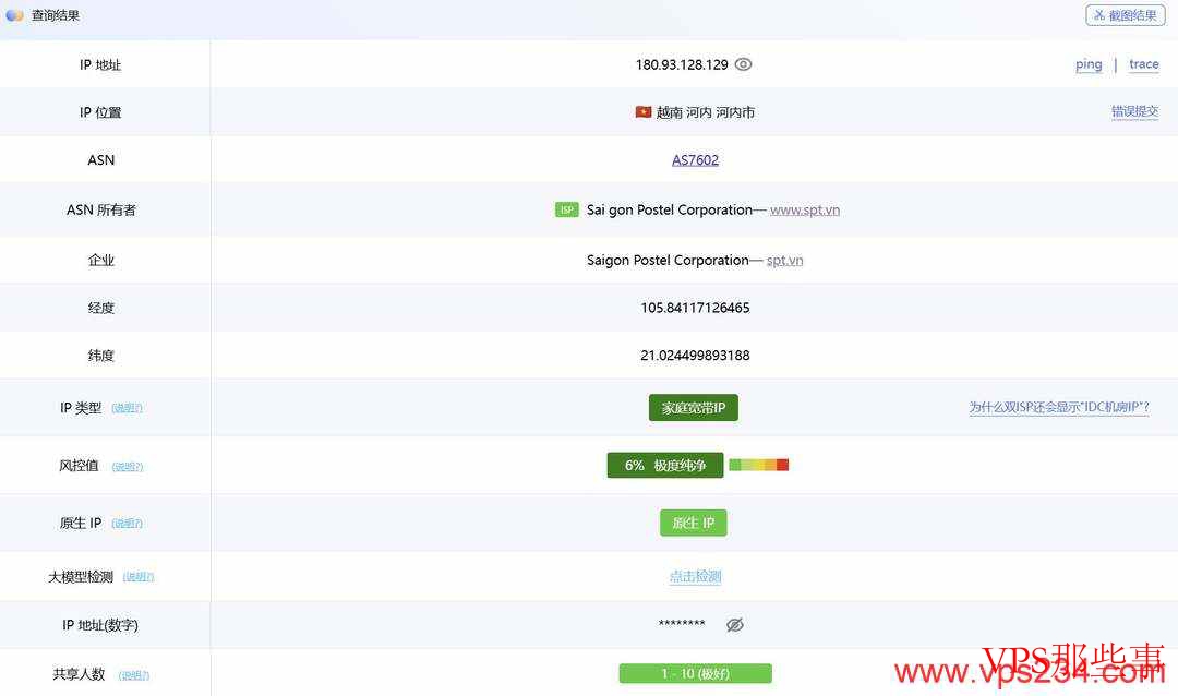 丽萨主机IP属性检测