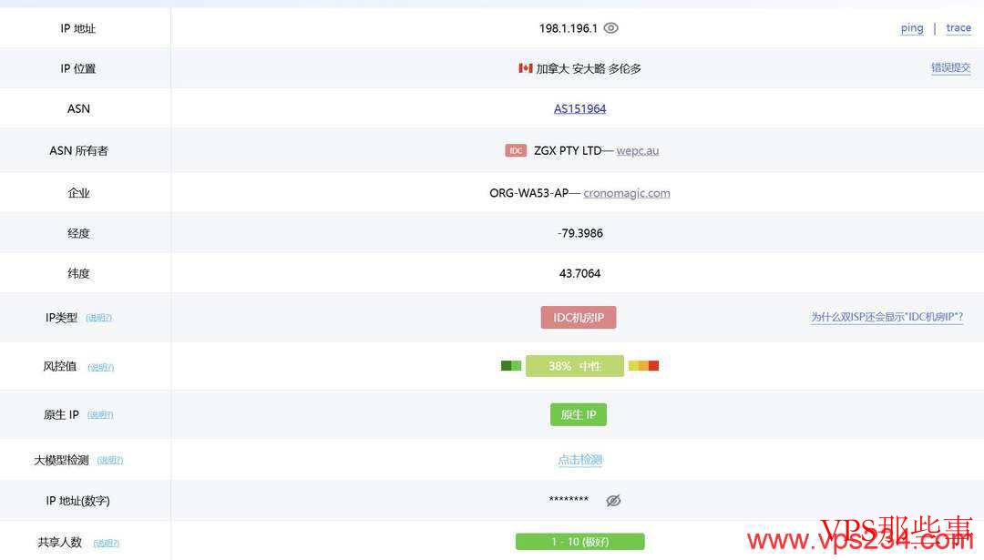 WePC加拿大VPS原生IP属性