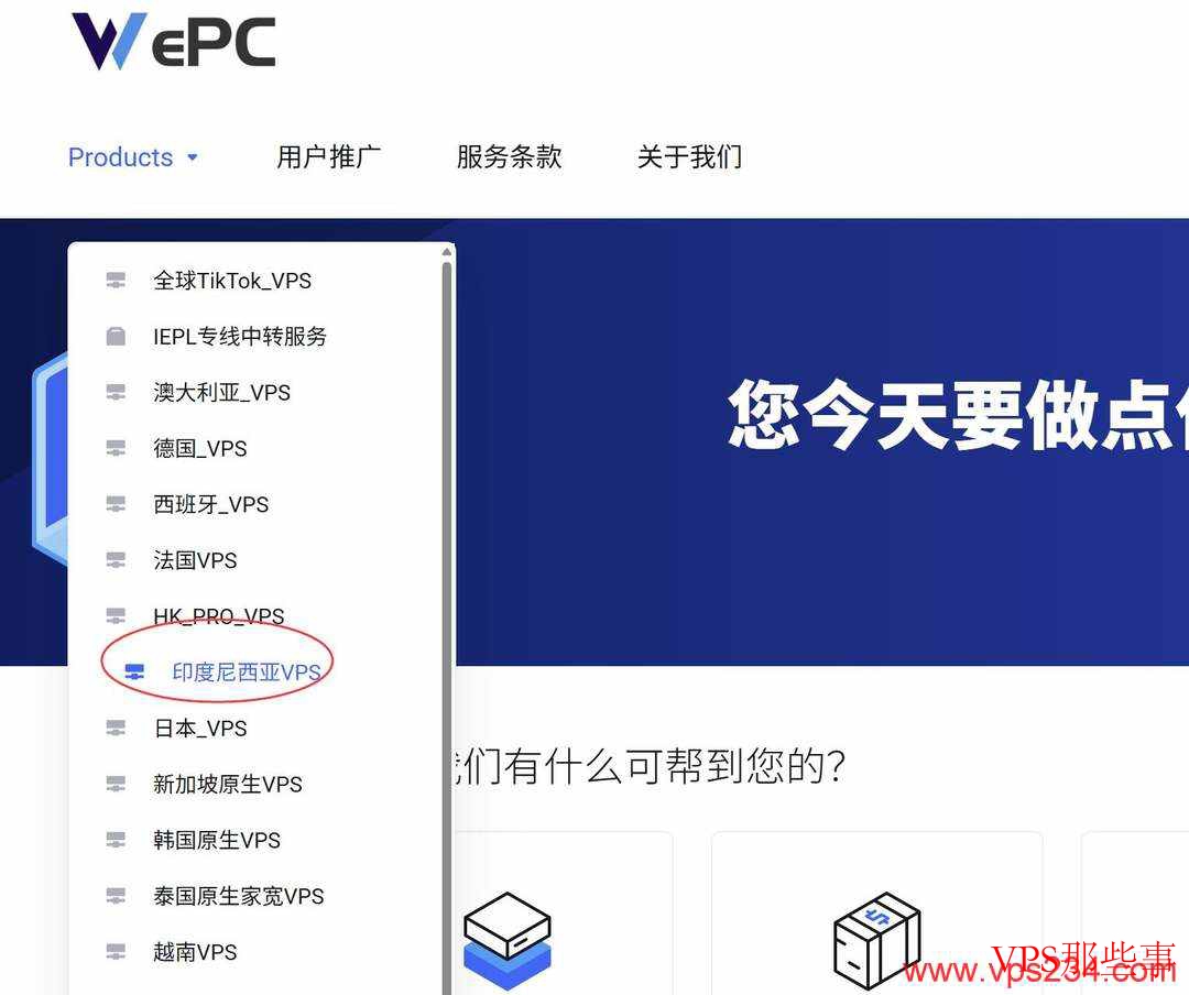 WePC 印尼VPS 产品页面
