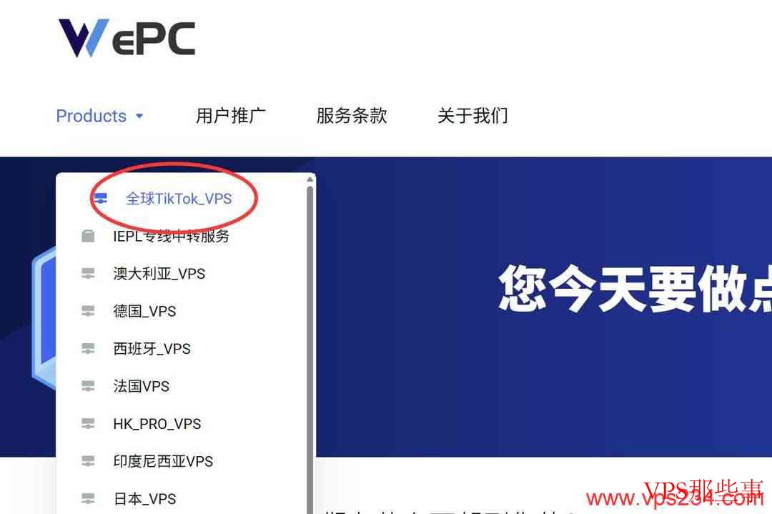 WePC中东VPS产品页面