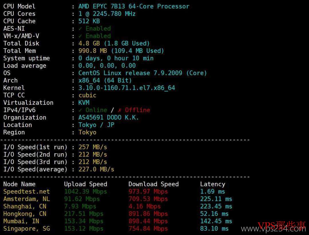 IPRaft日本VPS性能速度测试