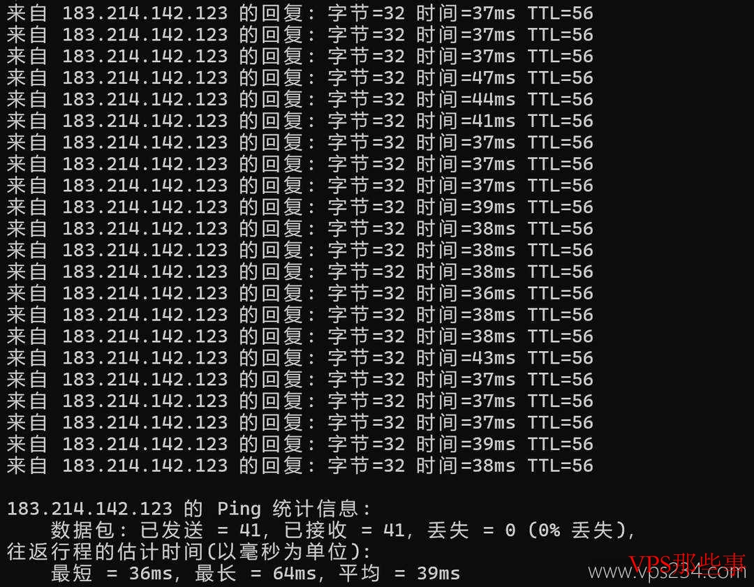 本地Ping测试结果
