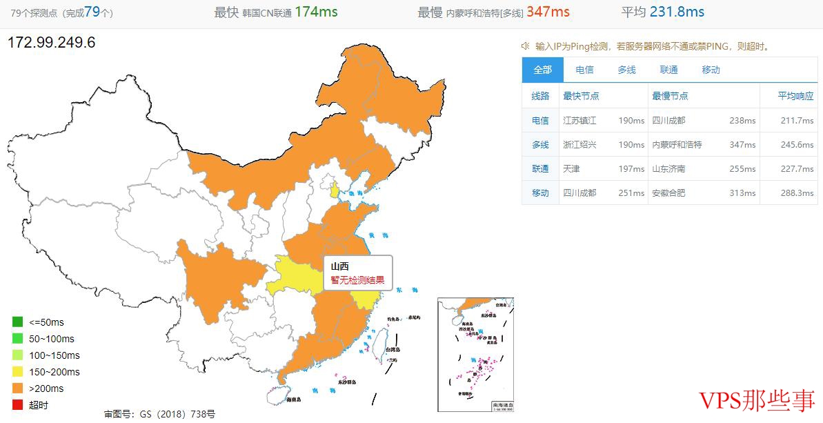 Madcityservers美国VPS全国Ping延迟测试