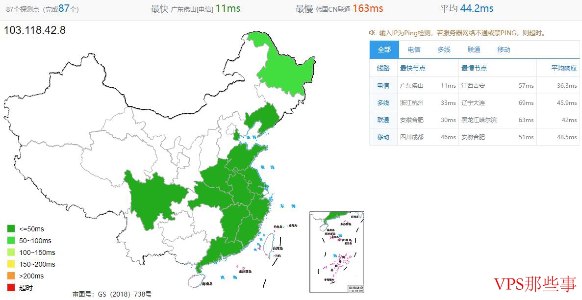 全国Ping延迟测试