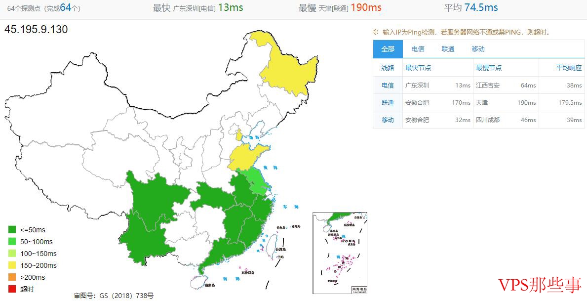 锐度云香港VPS三网延迟对比