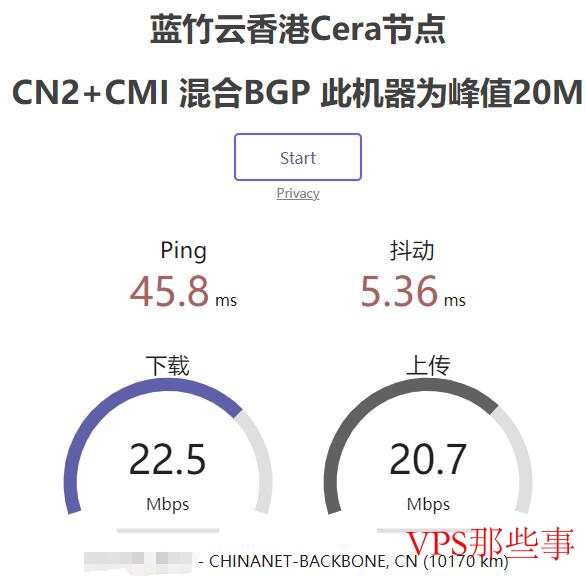 蓝竹云香港VPS下载上传速度