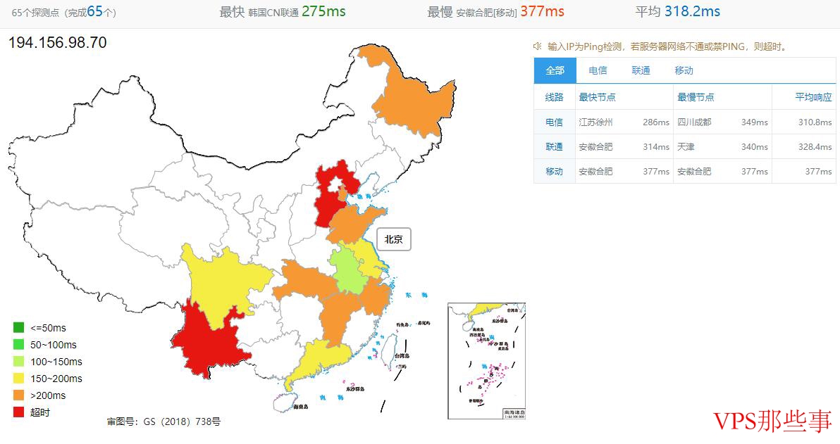 全国三网Ping延迟测试