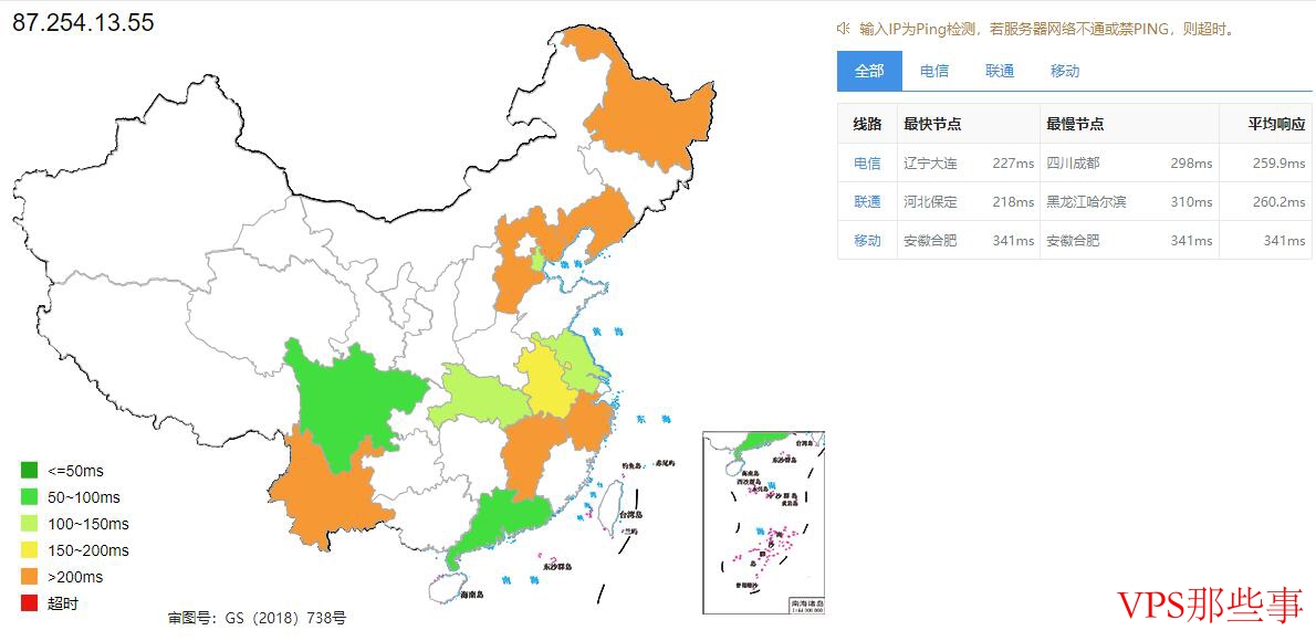 全国三网Ping延迟测试